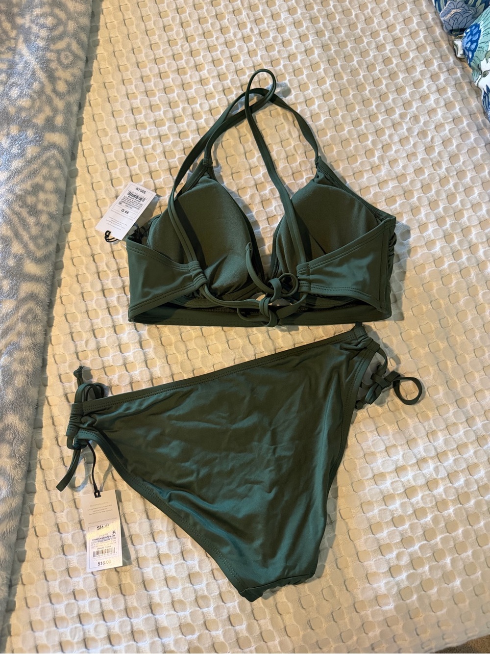 Shade & Shore Olive Green Bikini Set 34D / Small Bottoms - Picture 2 of 4